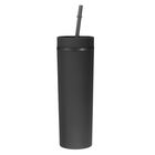Vaso Termo Uxcell 450 ml Negro Mate Con Tapa Y Pajilla