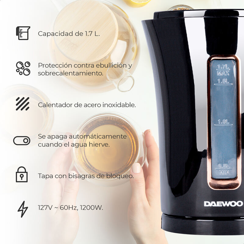 Hervidor el&eacute;ctrico de agua inal&aacute;mbrico 1.7 L Da... image number null