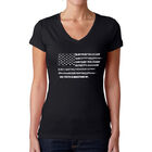 Camiseta De Cuello En V Word Art Para Mujer - Bandera Glory Hallelujah- Negro