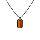 Dije De Acero Color Negro Con Ojo De Tigre Y Cadena De Acero Color Negro Caballero (56 Cm Aprox)