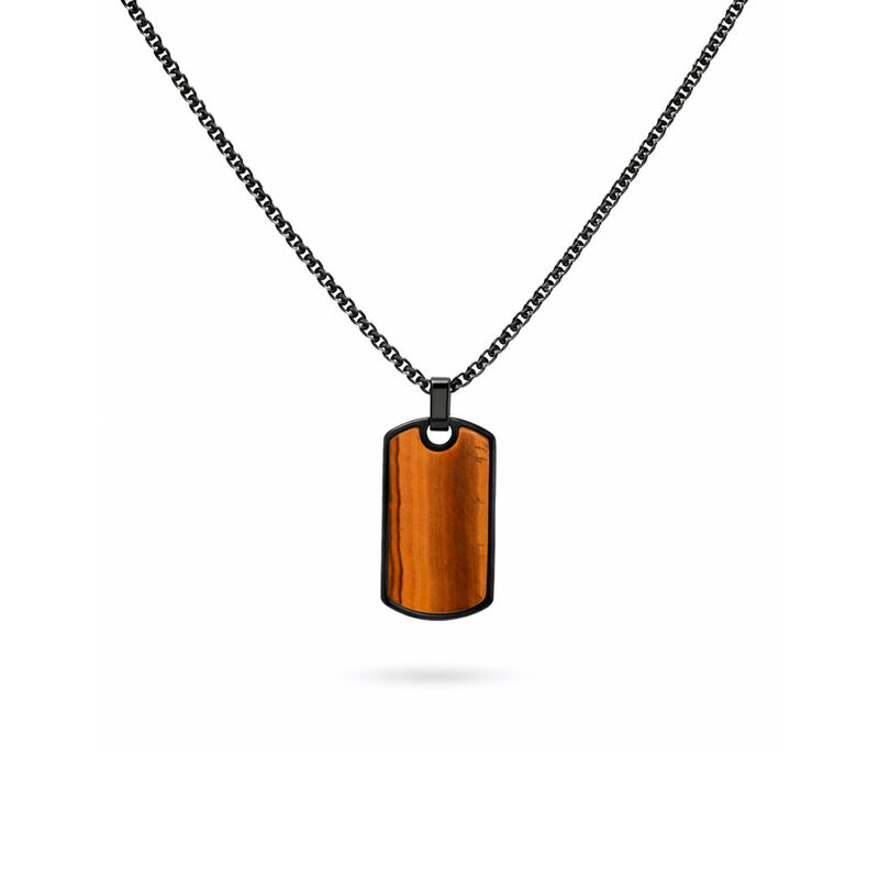 Dije De Acero Color Negro Con Ojo De Tigre Y Ca... image number null