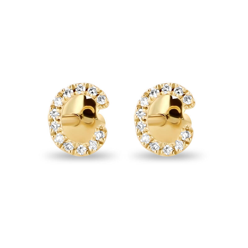 Broqueles De Oro Amarillo (Letra C) 14K Con 6Pt... image number null