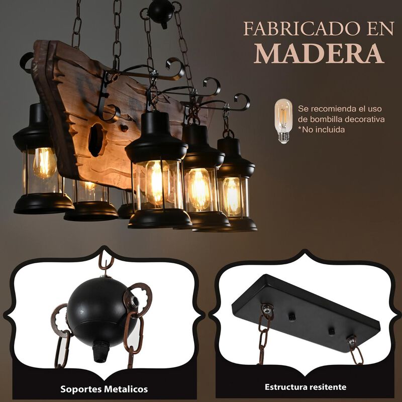Candil Rustico 6 Luces Con Cadena image number null