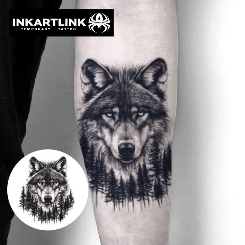 Tatuaje Temporal Inkartlink Lobo - 2 L&aacute;minas image number null