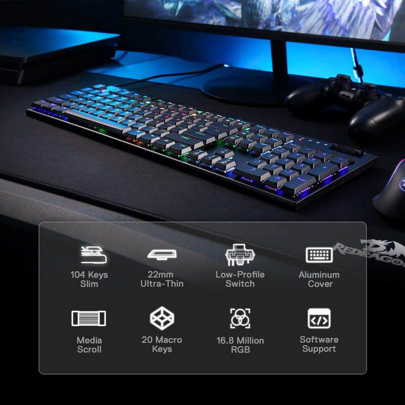 Teclado Mec&aacute;nico Redragon K619 Horus Rgb Ultraf... image number null