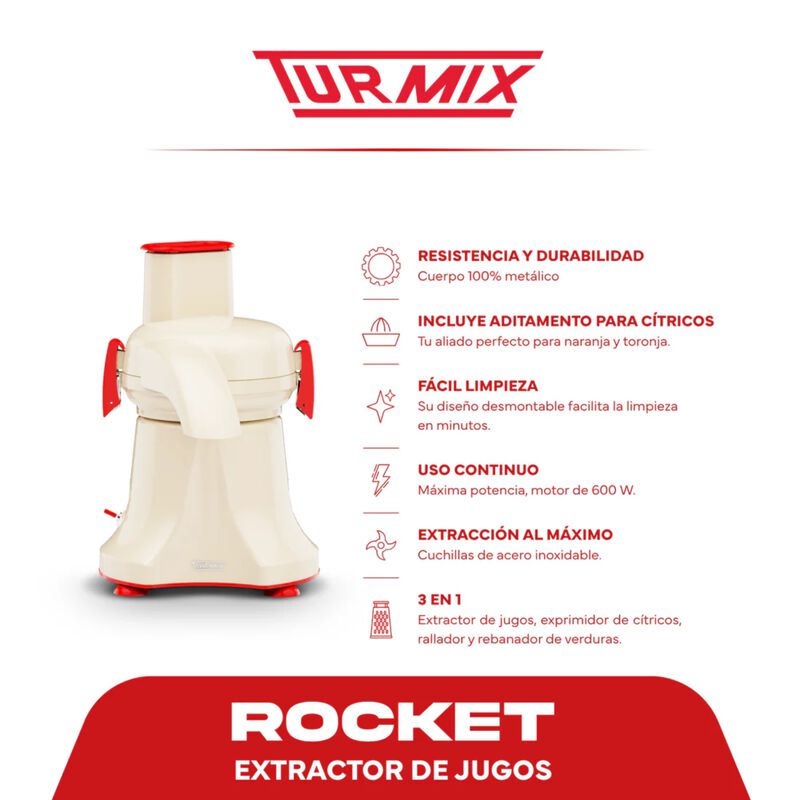 Extractor y exprimidor de Jugos Turmix ROCKET B... image number null