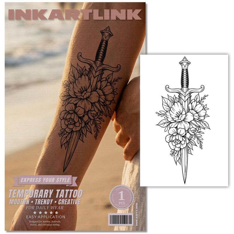 Juego De Tatuajes Temporales Inkartlink Floral ... image number null