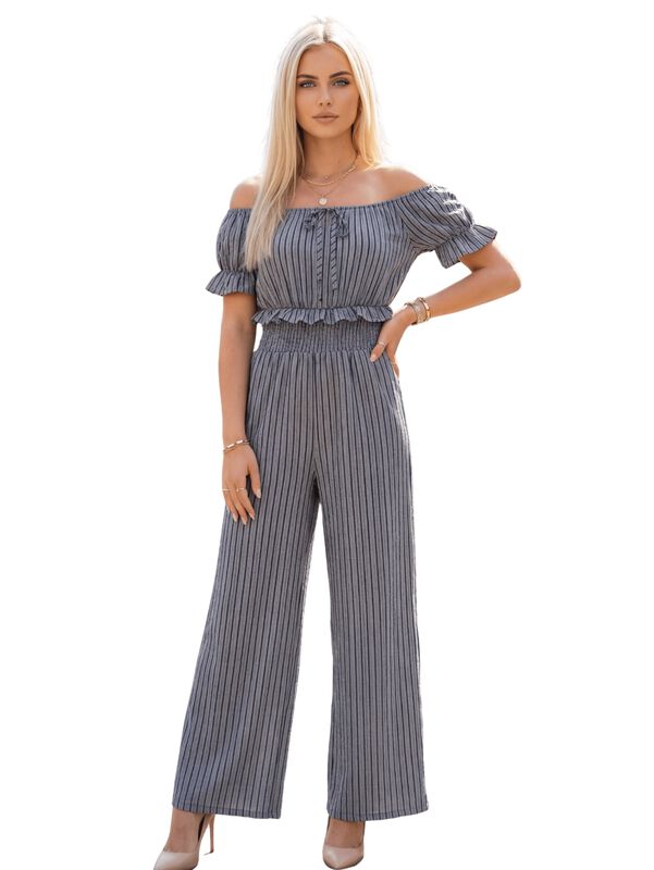 Jumpsuit Ves-1046 Gris De Manga Corta Y Pierna ... image number null