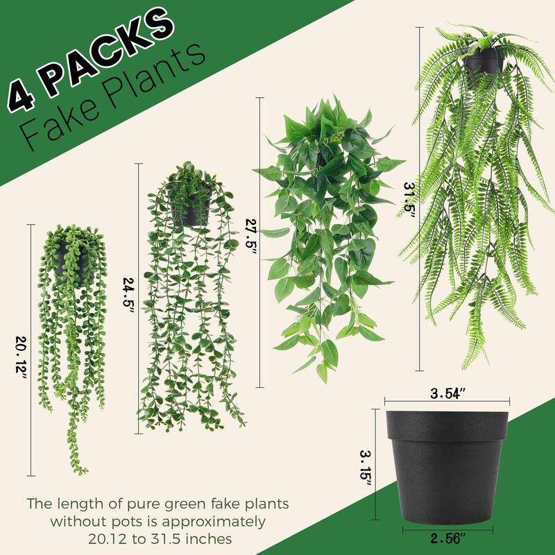 Plantas Colgantes Artificiales Der Rose, 4 Unid... image number null
