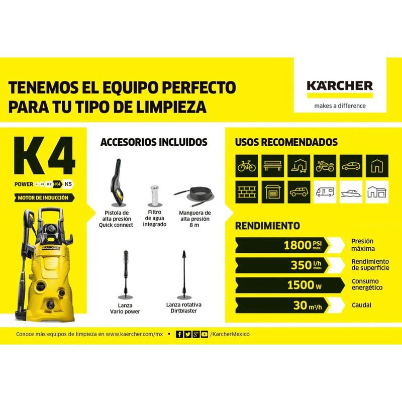 HIDROLAVADORA DE ALTA PRESION KARCHER K4MX 1800... image number null