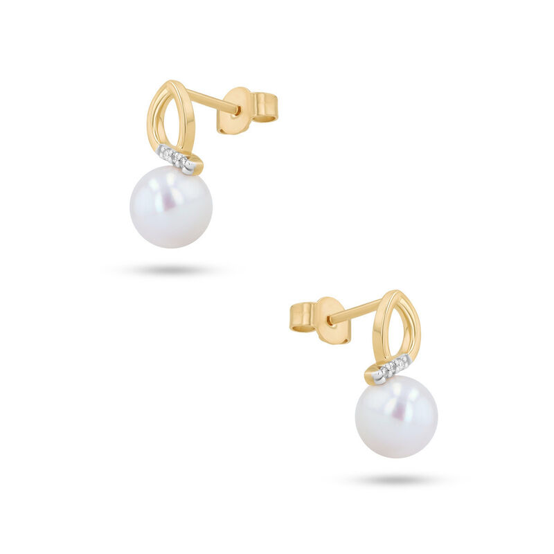 Aretes Oro Amarillo 10k Con 2pts De Diamante Y ... image number null