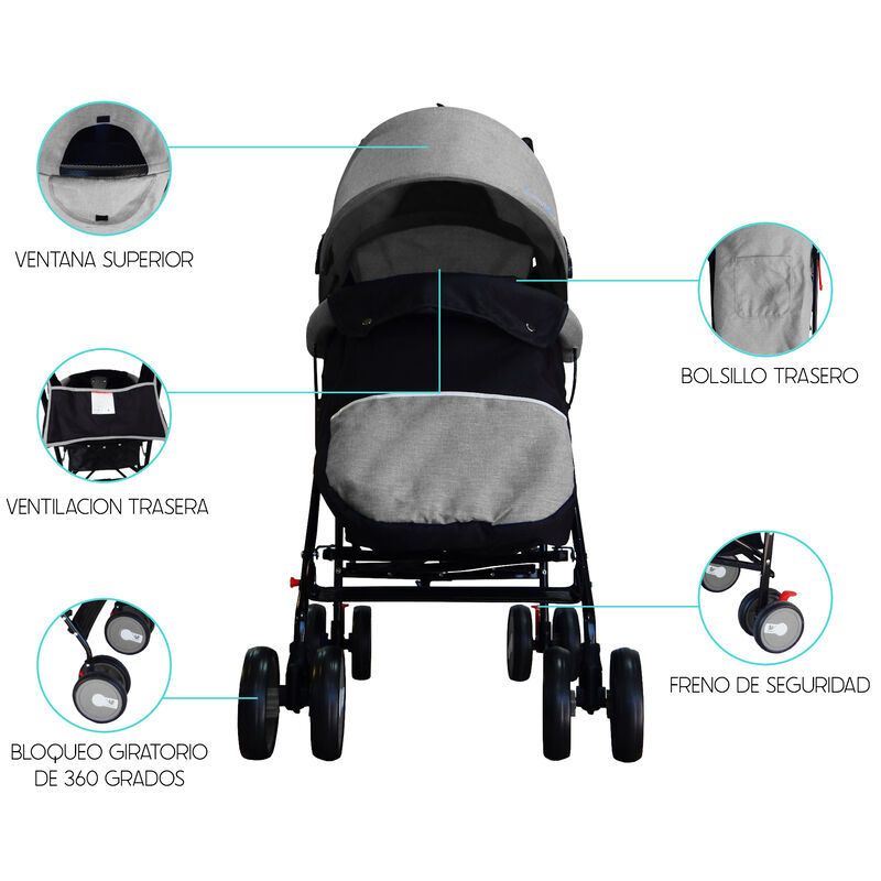 Carriola Plegable con Cubre-pies Aquila Gris Ha... image number null
