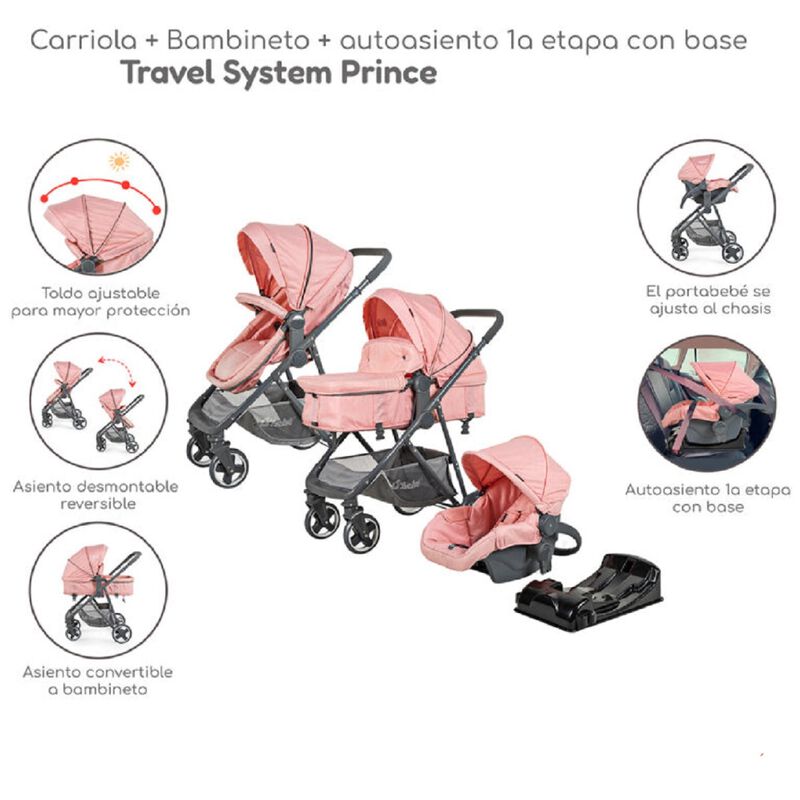 Carriola D'Bebé Travel System Prince Rosa END image number null