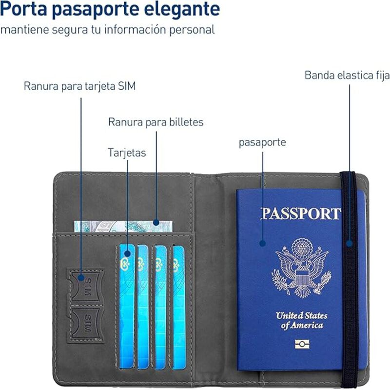 Porta Pasaporte Gris Bluelander image number null