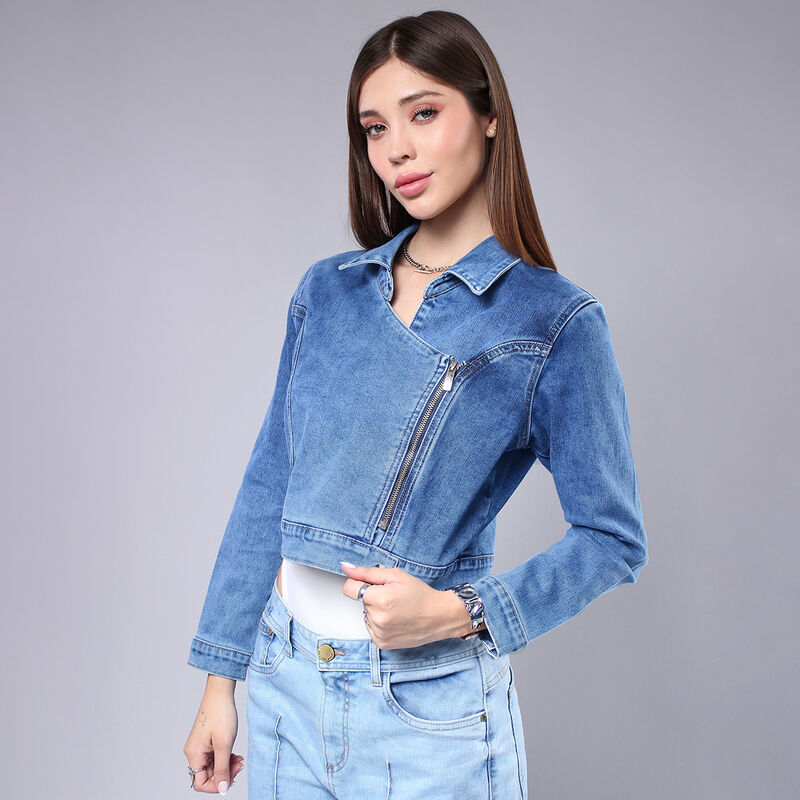 Chamarra Cl&aacute;sica Savi Jeans Azul S4677 para Muj... image number null