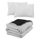 Edred&oacute;n Doble Vista Rogga Queen Size Gris Perla-negro + 2 Almohadas Frosty