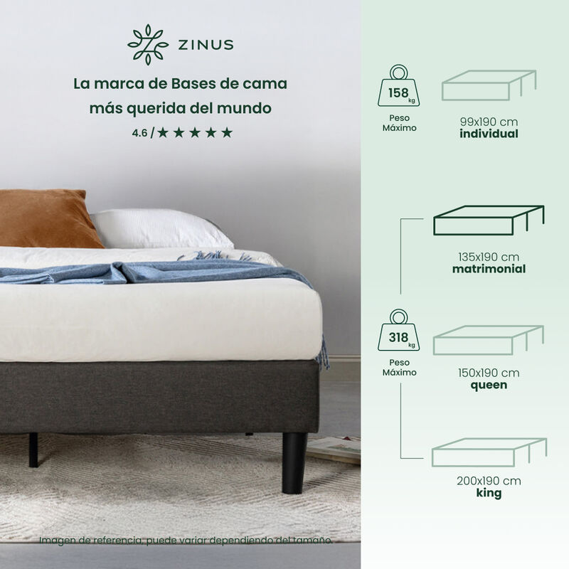 Zinus Curtis | Base Cama Matrimonial Con Estruc... image number null