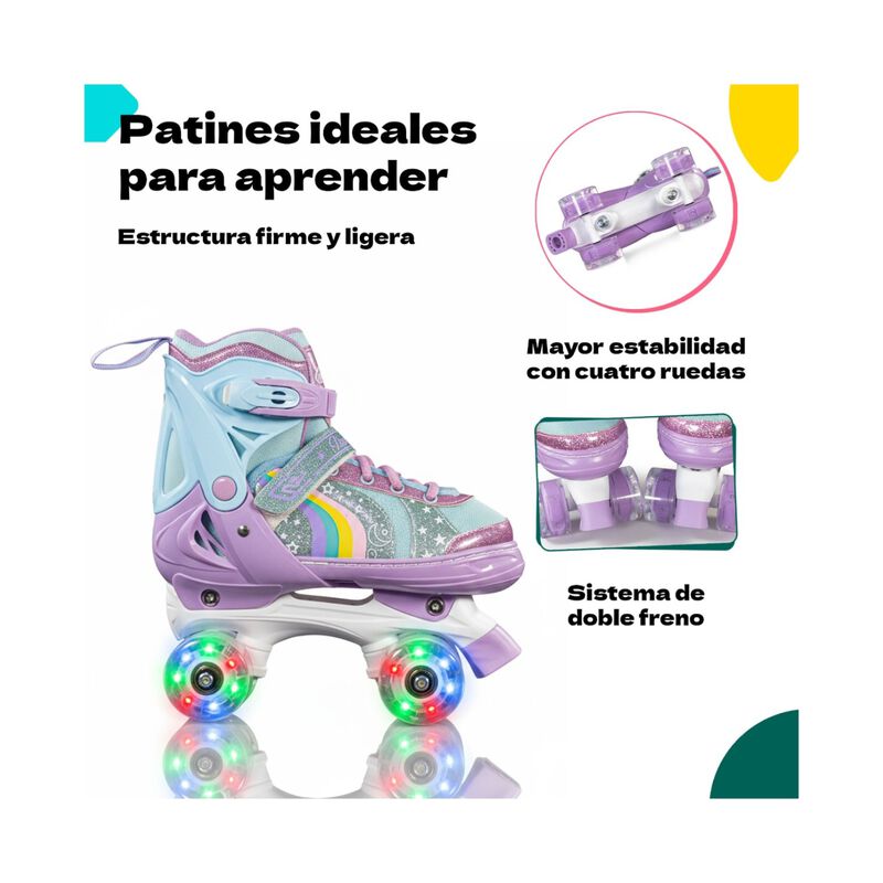 Patines 4 Ruedas Luz Led Ajustables Ni&ntilde;as Ni&ntilde;os... image number null
