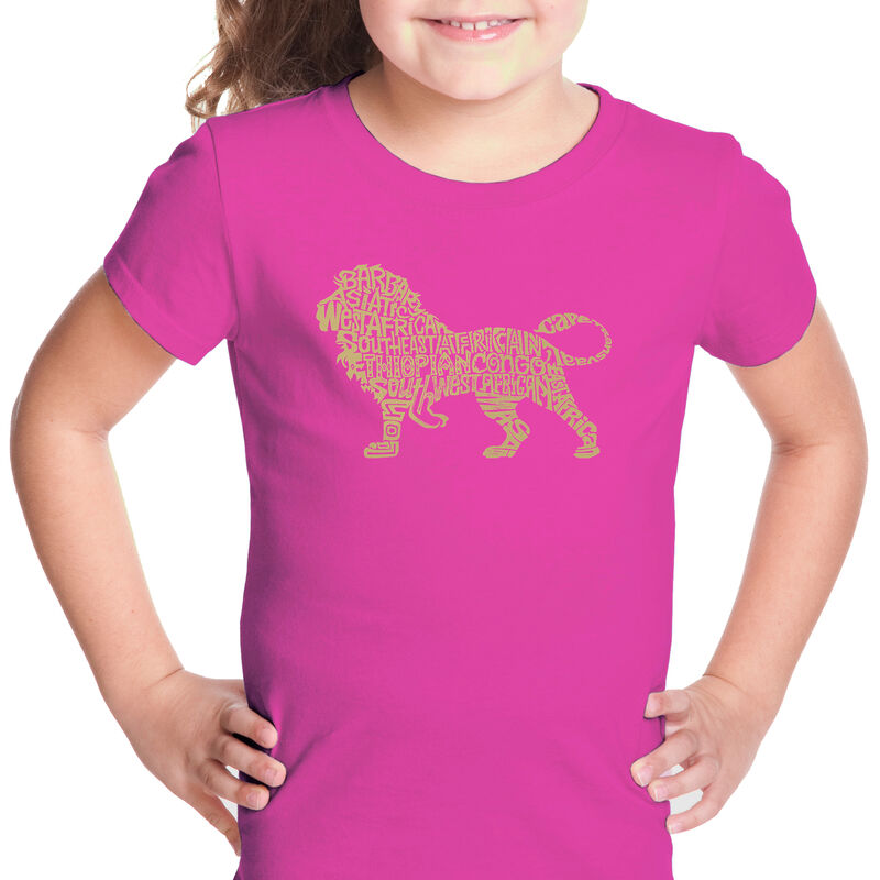 Camiseta Word Art Para Ni&ntilde;a - Le&oacute;n - Rosa image number null