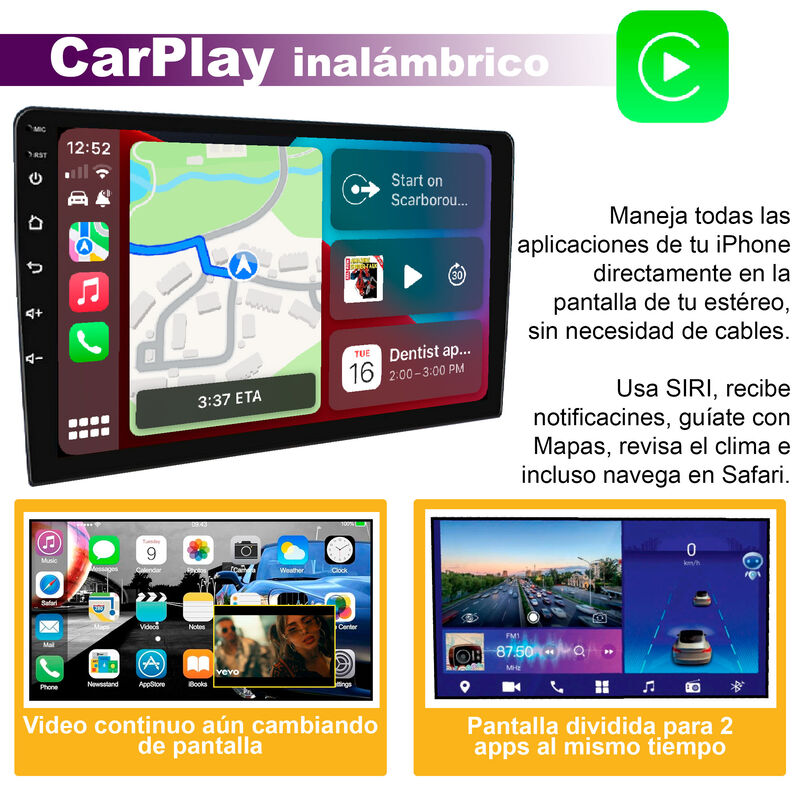Autoestéreo Vak 3700U 1 Din 10" Android Carplay... image number null