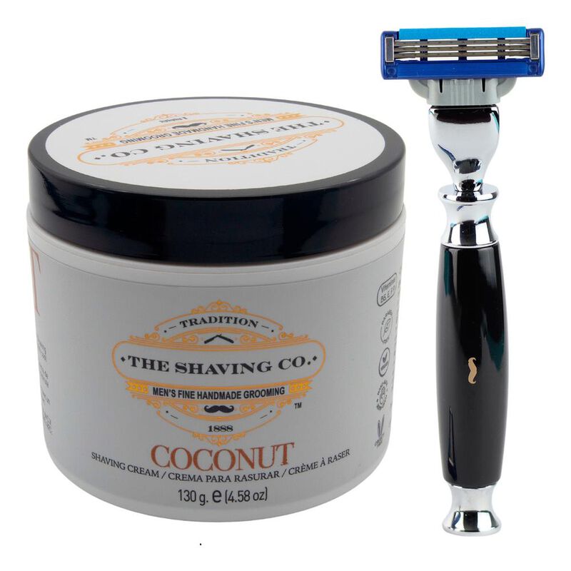 The Shaving Co Kit Rastrillo Negro Y Crema De A... image number null