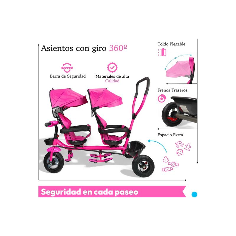 Triciclo Gemelar Doble Con Asientos Giratorios ... image number null