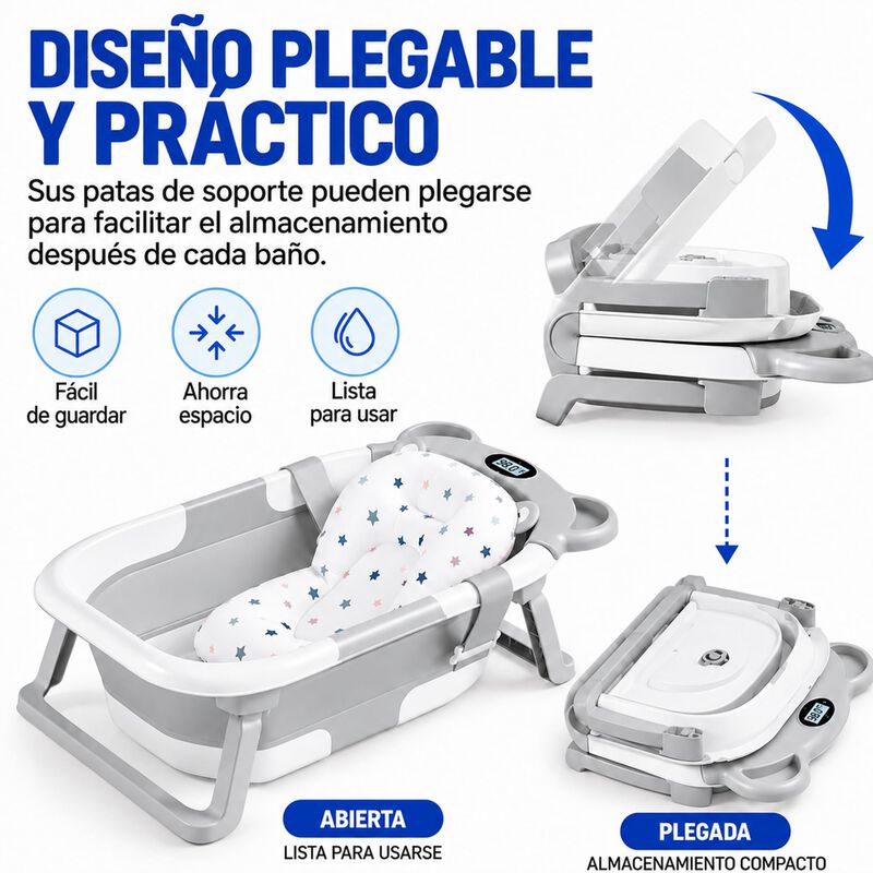 Ba&ntilde;era Para Beb&eacute; Plegable Con Term&oacute;metro Y Alfo... image number null
