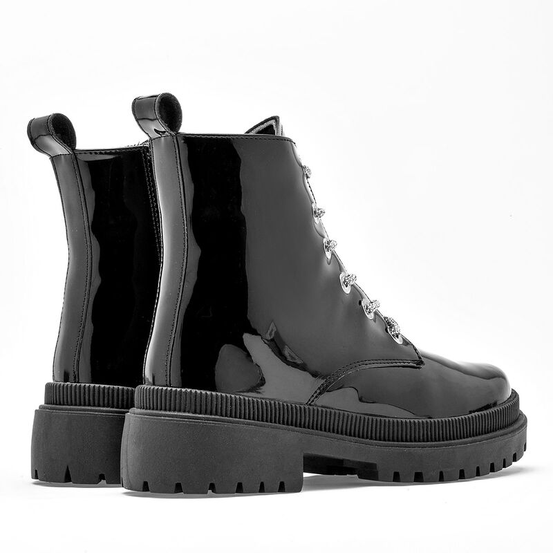 Ni&ntilde;as Fashion Bot&iacute;n para mujer negro charol image number null