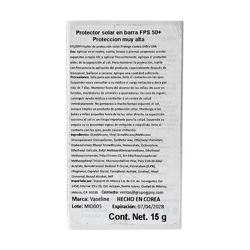Vaseline Protector 50 Fps Barra15g image number null