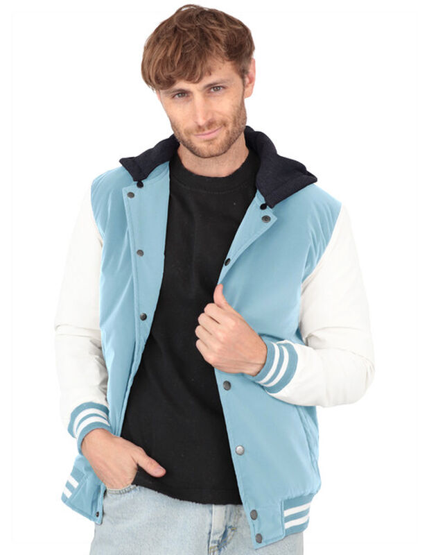 Chamarra Casual Deportiva Capucha Caballero Azu... image number null