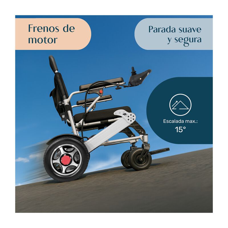 Silla Ruedas El&eacute;ctrica Plegable Acero Controlad... image number null