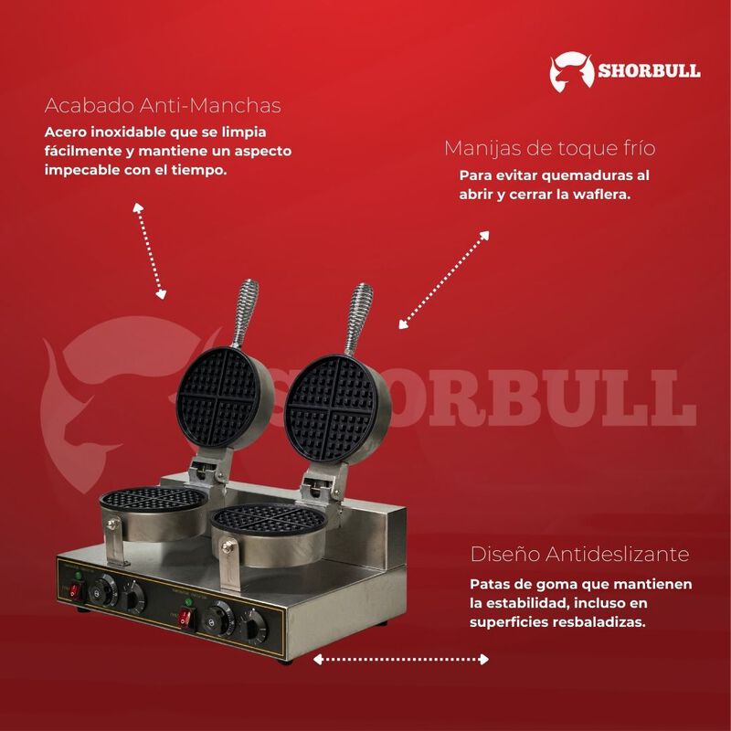 Wafflera Doble Industrial  el&eacute;ctrica  Shorbull ... image number null
