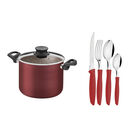 Olla Alta Tramontina 28530/724 Paris + Cubiertos Plenus 16 Piezas Rojo End