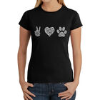 Camiseta Word Art Para Mujer - Paz Amor Perros- Negro