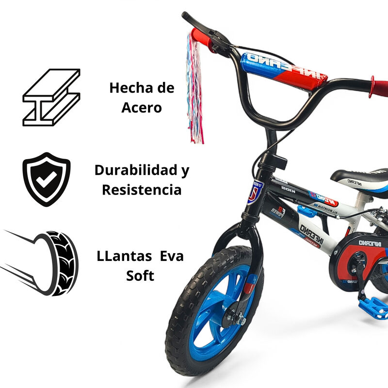 Bicicleta Infantil Ni&ntilde;os R12 Ruedas Auxiliares ... image number null