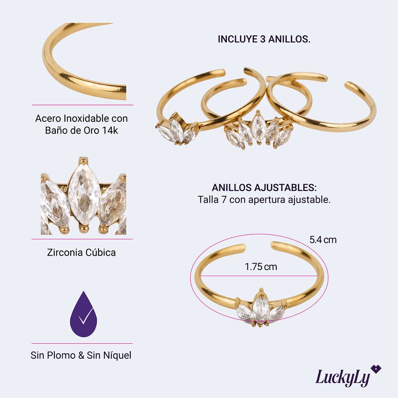 Set Anillos De Mujer Zirconias Joyer&iacute;a Regalos ... image number null