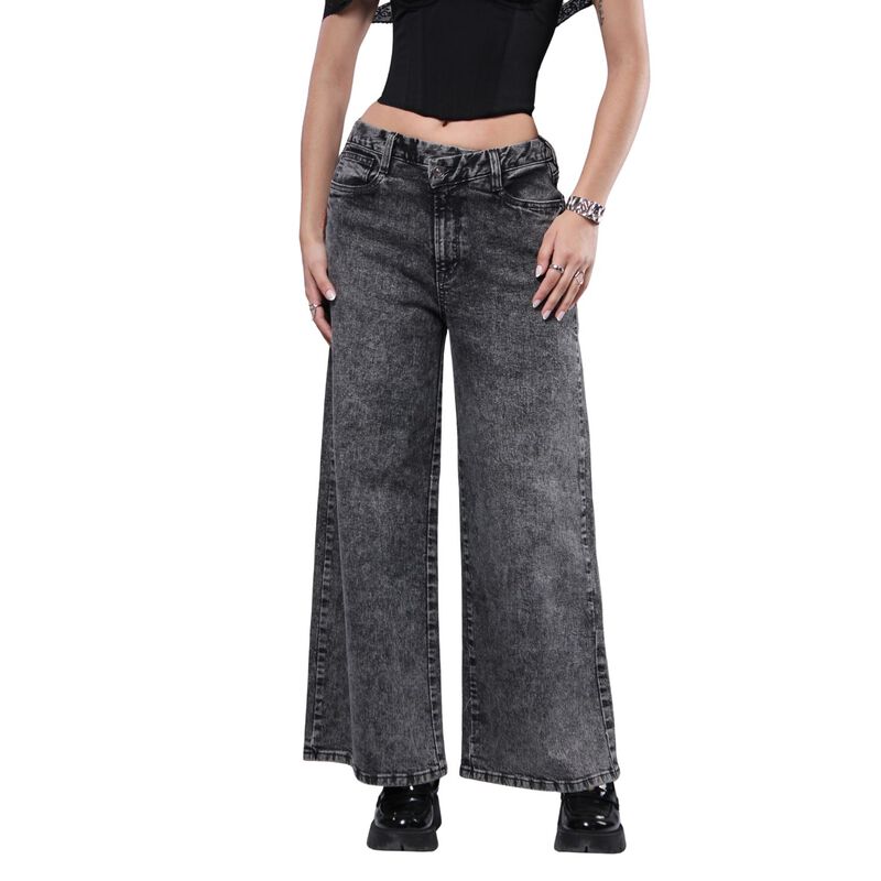 Pantal&oacute;n Savi Negro Wide Leg Tiro Medio Mujer S... image number null