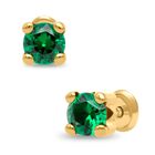 Broqueles De Oro Amarillo 14k Con Esmeralda (5 Mm)