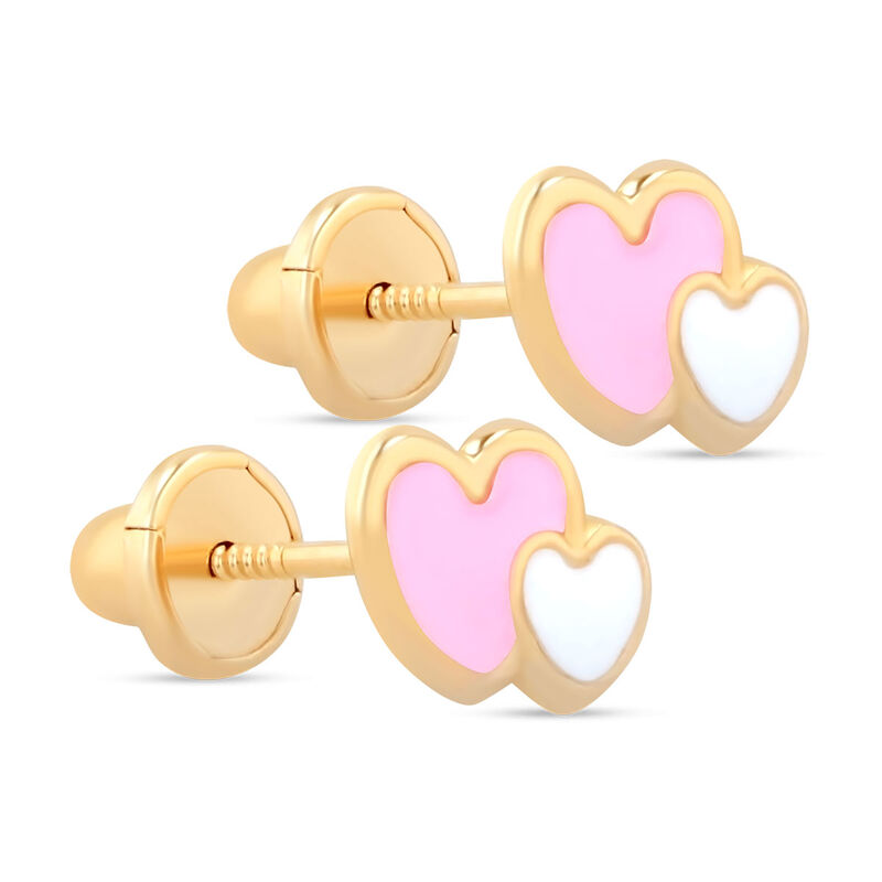 Broqueles De Corazones De Oro Amarillo 14k Con ... image number null