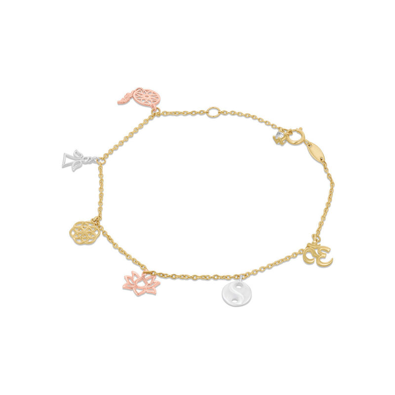 Pulsera Oro Florentino 10k Con 6 Charms Suerte ... image number null