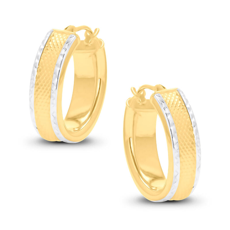Arracadas Ovaladas De Oro Amarillo Y Blanco 14k... image number null