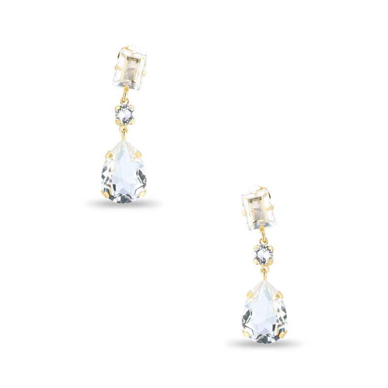 Aretes Plata Dorada 925 Con Piedras Blancas image number null