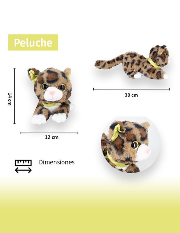 Gatito De Peluche Acostado Color Caf&eacute; Con Manch... image number null