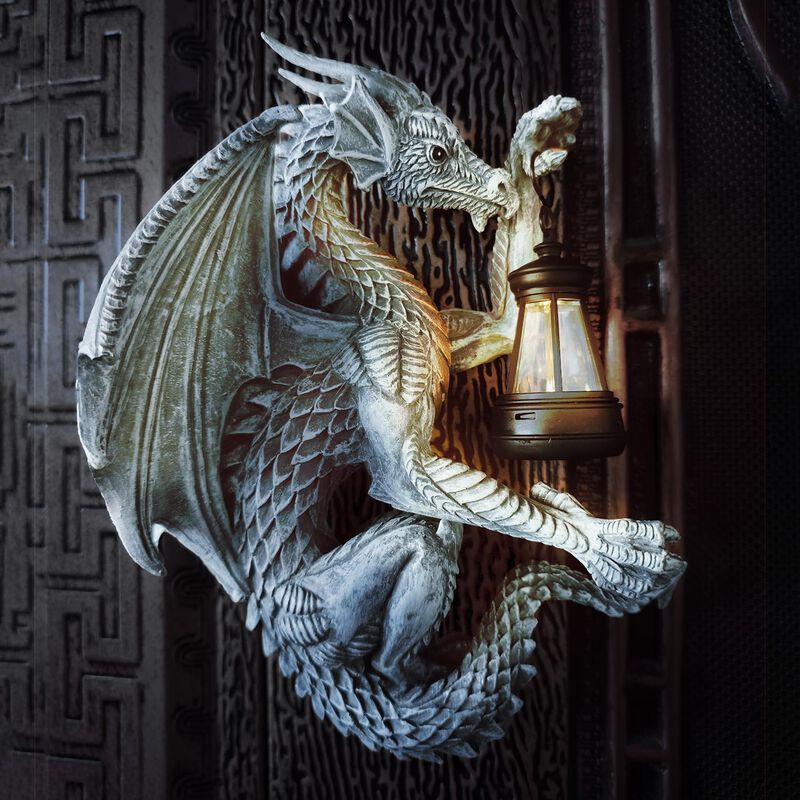 Escultura Vessena Drag&oacute;n Con L&aacute;mpara Solar Para... image number null