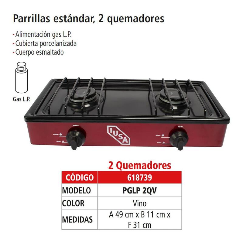 Parrilla A Gas 2 quemadores Caper Vino image number null