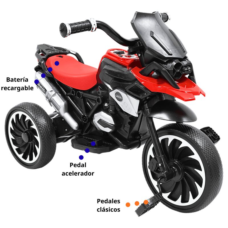 Moto Montable El&eacute;ctrica para Ni&ntilde;os Triciclo H&iacute;b... image number null