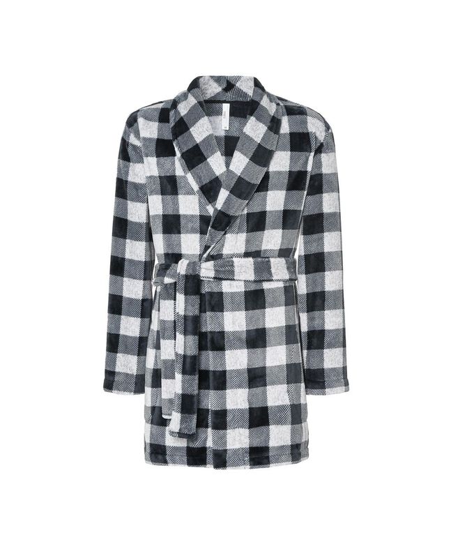 Bata Corta de Cuadros Negros Negro image number null