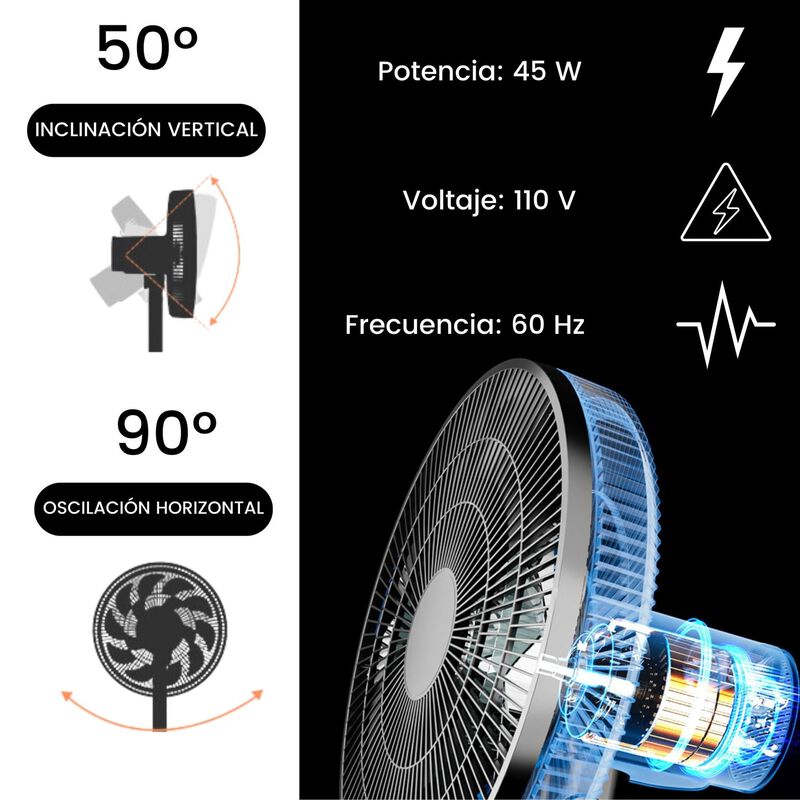 Ventilador De Pie Tek 16" 3 Velocidades Oscilan... image number null