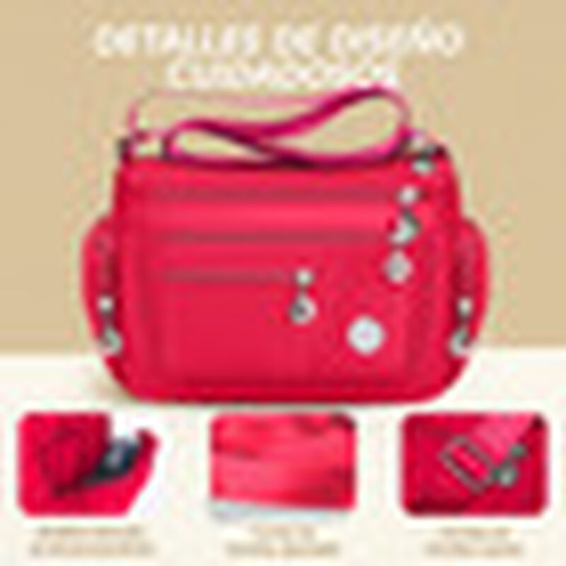 Bolso Bandolera Liso Rayas Roja Mujer image number null