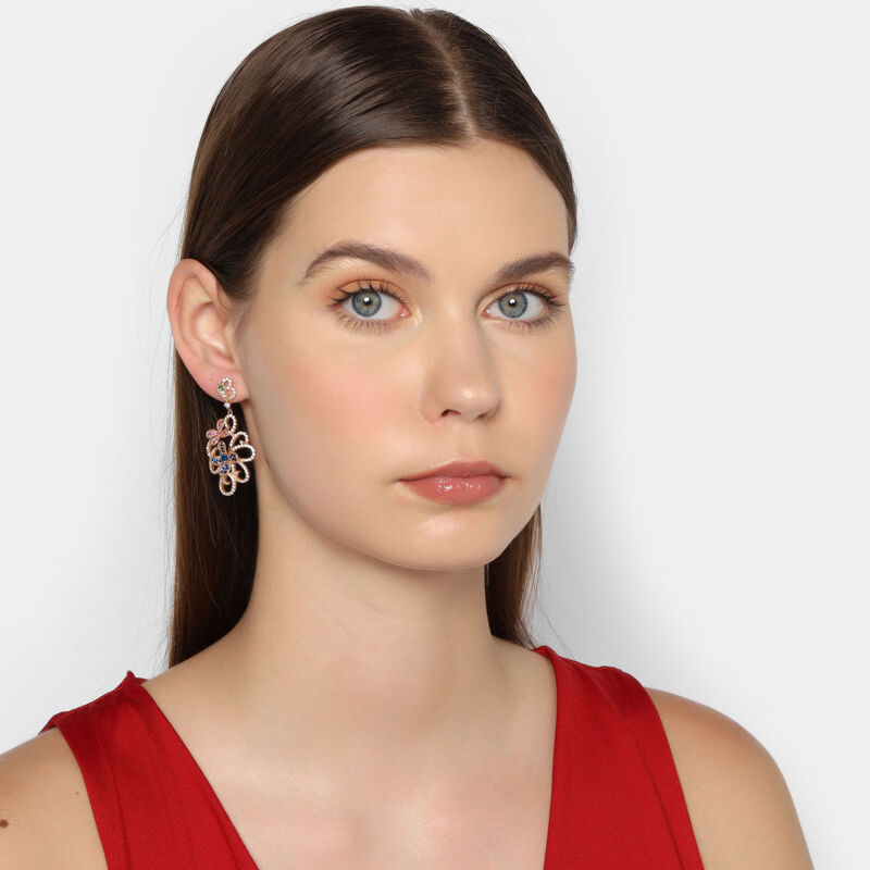 Aretes Largos en Ba&ntilde;o de Oro Amarillo de 18K de... image number null